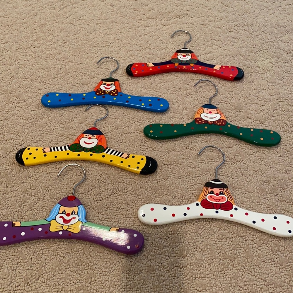 6 Painted Clown Hangers